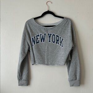 Gray New York Women's Cropped Sweatshirt